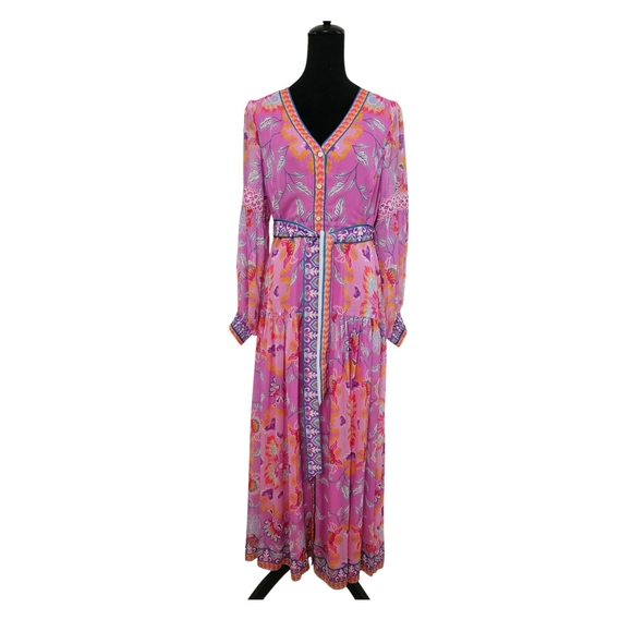 Hale Bob Pink Multicolor Beautiful Dress-Size Large - Picture 1 of 16